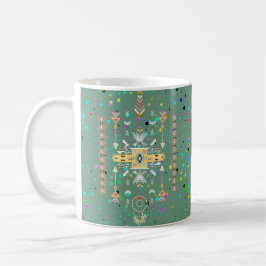 Geel en groen tribale design koffiemok