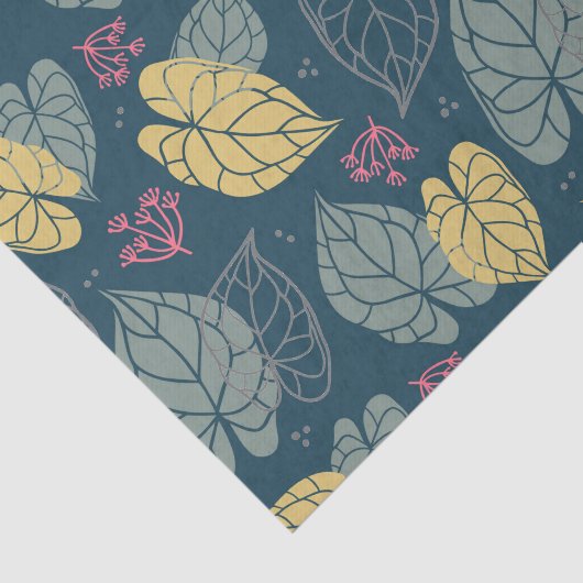 Geel en groen tropisch blad tissuepapier (Detail)