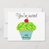 Geel en groen vanille Cherry Cupcake Kaart (Voorkant)