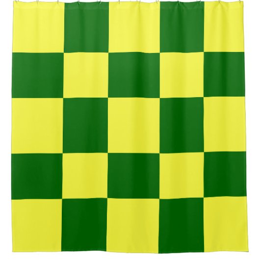 Geel en groen vierkant douchegordijn (Voorkant)