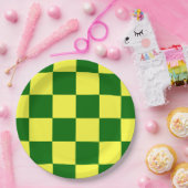 Geel en groen vierkant papieren bordje (Feest)