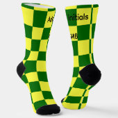 Geel en groen vierkant sokken (Gebogen)