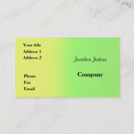 Geel en groen visitekaartje