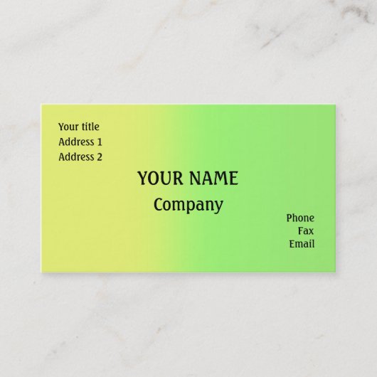 Geel en groen visitekaartje (Voorkant)