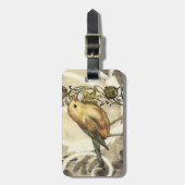 Geel en groen vogel op achtergrond bagagelabel (Voorkant verticaal)