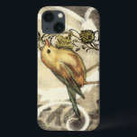 Geel en groen vogel op  achtergrond Case-Mate iPhone case<br><div class="desc">Deze mix van schilderen en schetsen portretteert een close-up van een gele en groene vogel op een eenvoudige zwarte en beige achtergrond. De witte lijnen op de achtergrond voegen een  toon toe. Dit afbeelding past perfect bij elk aanpasbaar Zazzle-product.</div>