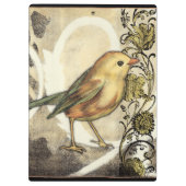 Geel en groen vogel op  achtergrond klembord (Achterkant)