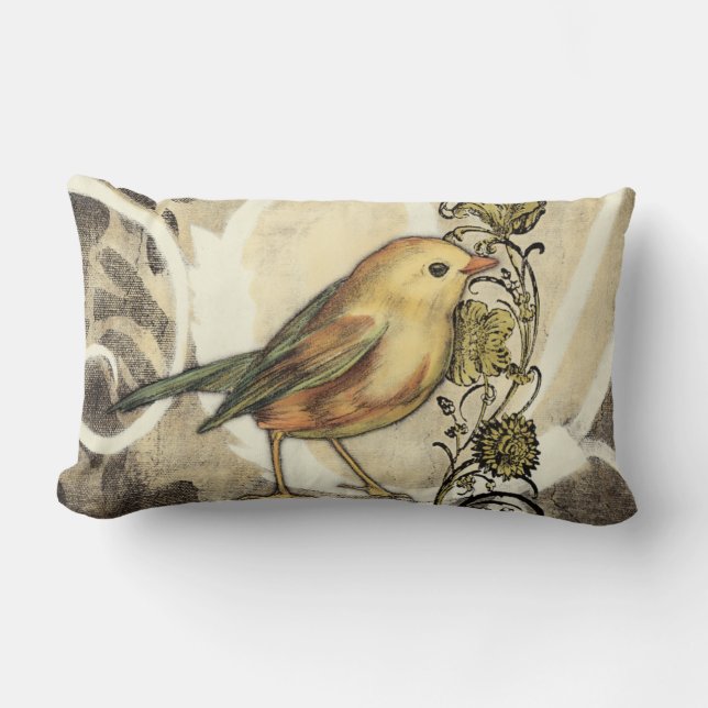 Geel en groen vogel op  achtergrond kussen (Voorkant)