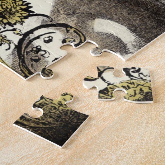 Geel en groen vogel op  achtergrond legpuzzel (Zijkant)