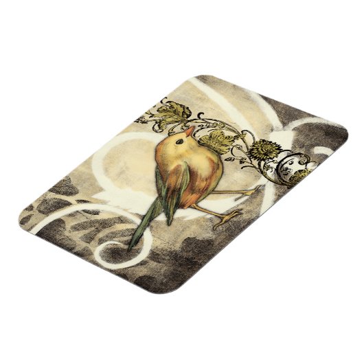 Geel en groen vogel op  achtergrond magneet (Linkerzijde)