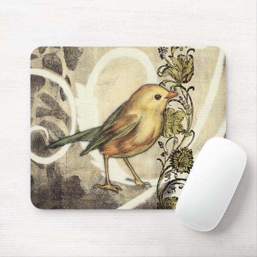 Geel en groen vogel op  achtergrond muismat (Met muis)