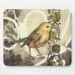 Geel en groen vogel op  achtergrond muismat