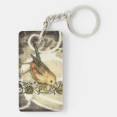 Geel en groen vogel op  achtergrond sleutelhanger (achterkant)