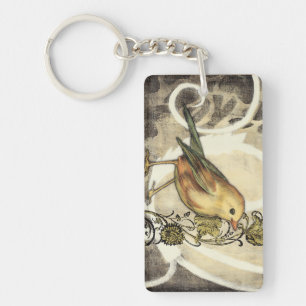 Geel en groen vogel op  achtergrond sleutelhanger