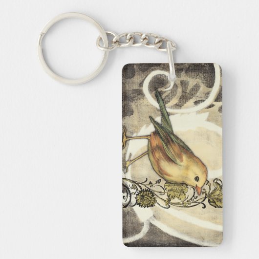 Geel en groen vogel op  achtergrond sleutelhanger (Voorkant)
