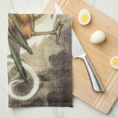 Geel en groen vogel op  achtergrond theedoek (Quarter Fold)