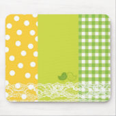 Geel en groen vogelschildboek Lace Mousepad Muismat (Voorkant)
