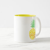 Geel en groen Waterverf Ananas Aloha Beaches Tweekleurige Koffiemok (Voorkant rechts)