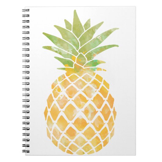 Geel en groen Waterverf Ananas Stencil Notitieboek (Voorkant)