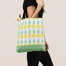 Geel en groen Waterverf ananassologram Tote Bag