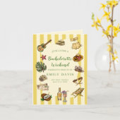 Geel en groen zomer vrijgezellenweekend kaart (Gele Bloem)