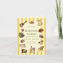 Geel en groen zomer vrijgezellenweekend kaart