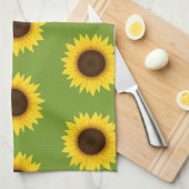 Geel en groen zonnebloempitten theedoek (Quarter Fold)