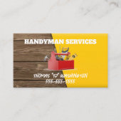 Geel en houten handyman visitekaartje (Voorkant)