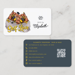 Geel en houtskool Zelfliefde Salon Branding Visitekaartje