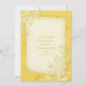 Geel en Ivory Floral Wedding Invitation Kaart (Achterkant)