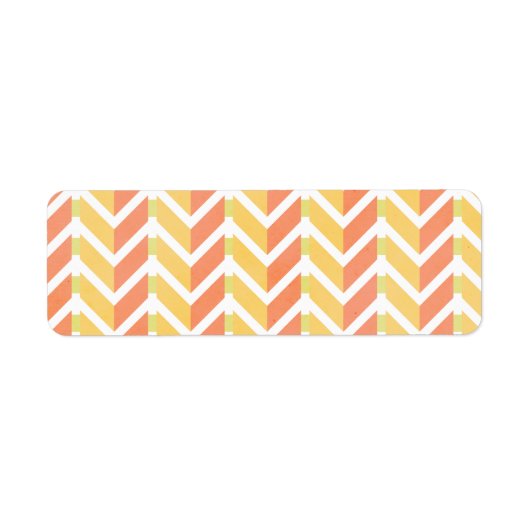 Geel en koraal chevron 3D patroon Etiket (Voorkant)