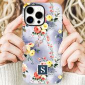 Geel en Koraal Monogram Bloemmotief Case-Mate iPhone Case