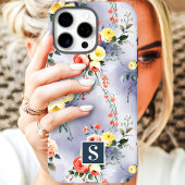 Geel en Koraal Monogram Bloemmotief Case-Mate iPhone Case