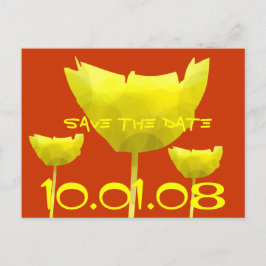 Geel en koraal Save The Date Poppy Aankondigingskaart