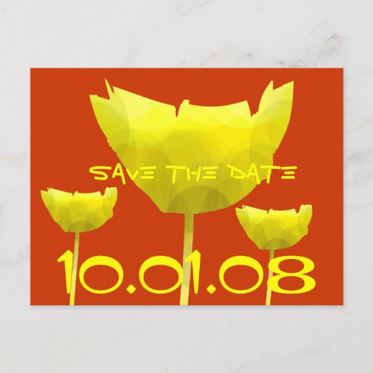 Geel en koraal Save The Date Poppy Aankondigingskaart (Voorkant)