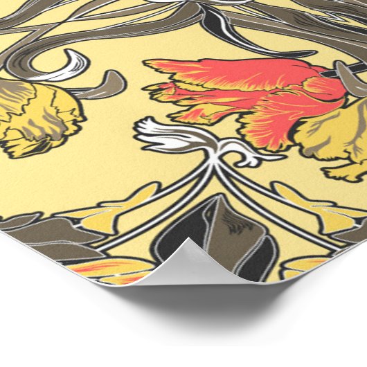 Geel en koraal Tulpen Kunst Nieuw Poster (Hoek)