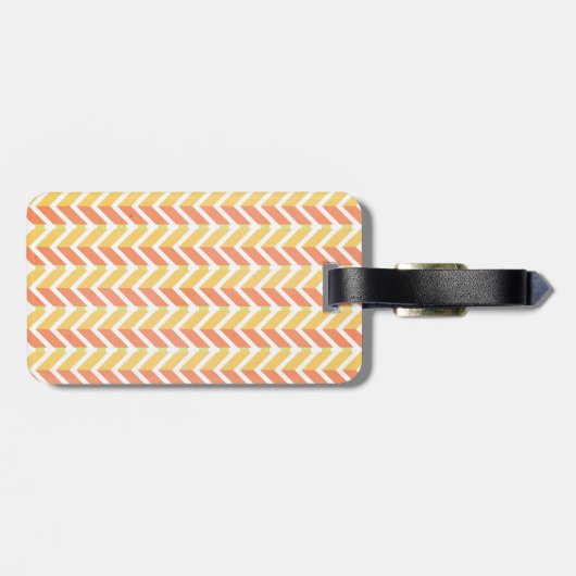 Geel en koraalchevron 3D-patroon Bagagelabel (Achterkant horizontaal)