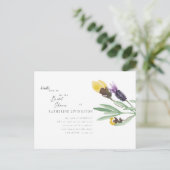 Geel en lavender Floral Bridal Shower Briefkaart (Staand voorkant)