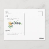 Geel en lavender Floral Bridal Shower Briefkaart (Achterkant)