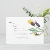 Geel en lavender Floral Bridal Shower Kaart (Staand voorkant)