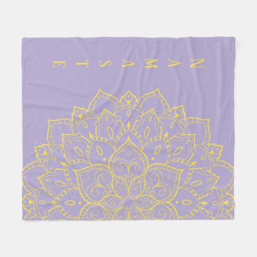 Geel en lavender Mandala Fleece Blanket (Voorkant (Horizontaal))