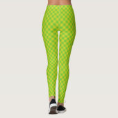 Geel en Leaf Green Check Gingham om aan te passen Leggings (Achterkant)