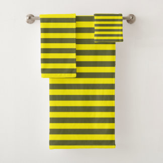 Geel en leger Groene Stripes Bad Handdoek