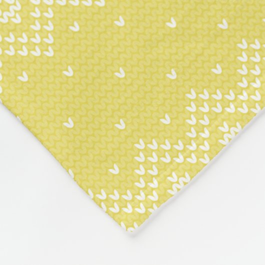 Geel en licht blauw nit patroon met monogram fleece deken (Hoek)