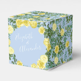 Geel en Licht Blauw Roos Lentweduwen Bedankdoosjes