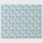 Geel en Licht Blauw Roos  Lentweduwen Cadeaupapier (Vlak)