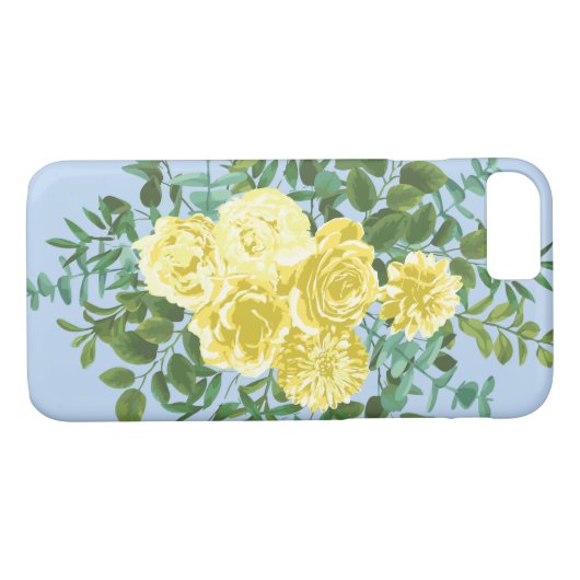 Geel en Licht Blauw Roos Lentweduwen Case-Mate iPhone Case (Achterkant (Horizontaal))