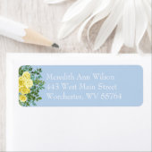 Geel en Licht Blauw Roos  Lentweduwen Etiket (Insitu)