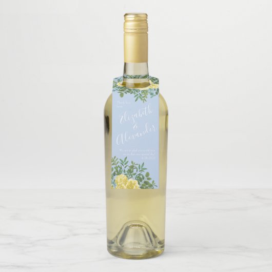 Geel en Licht Blauw Roos  Lentweduwen Flessenhanger (Op fles)