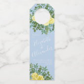 Geel en Licht Blauw Roos  Lentweduwen Flessenhanger (Voorkant)